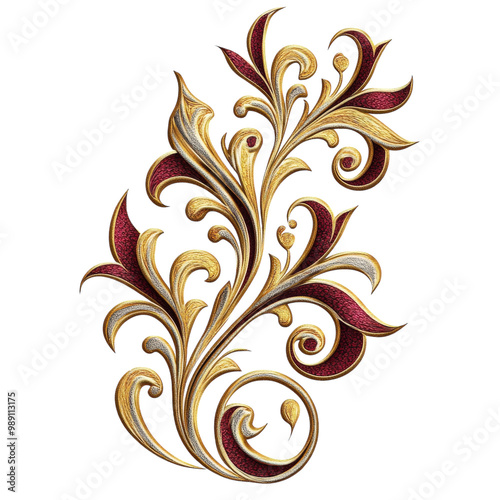 A gold and red flame design with a lot of detail. The design is very intricate and has a lot of detail