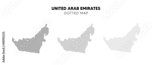 set of United Arab Emirates dotted map on white isolated