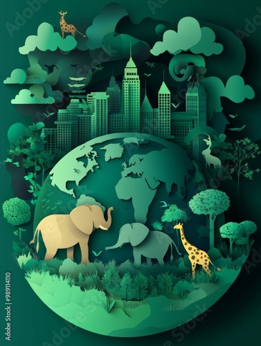 Creative template for World Environment Day 2024 for posters, social media posts, banners, digital posts, backgrounds, etc. With green environmental typography for June 5