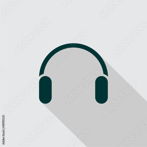 headphones icon on square internet button