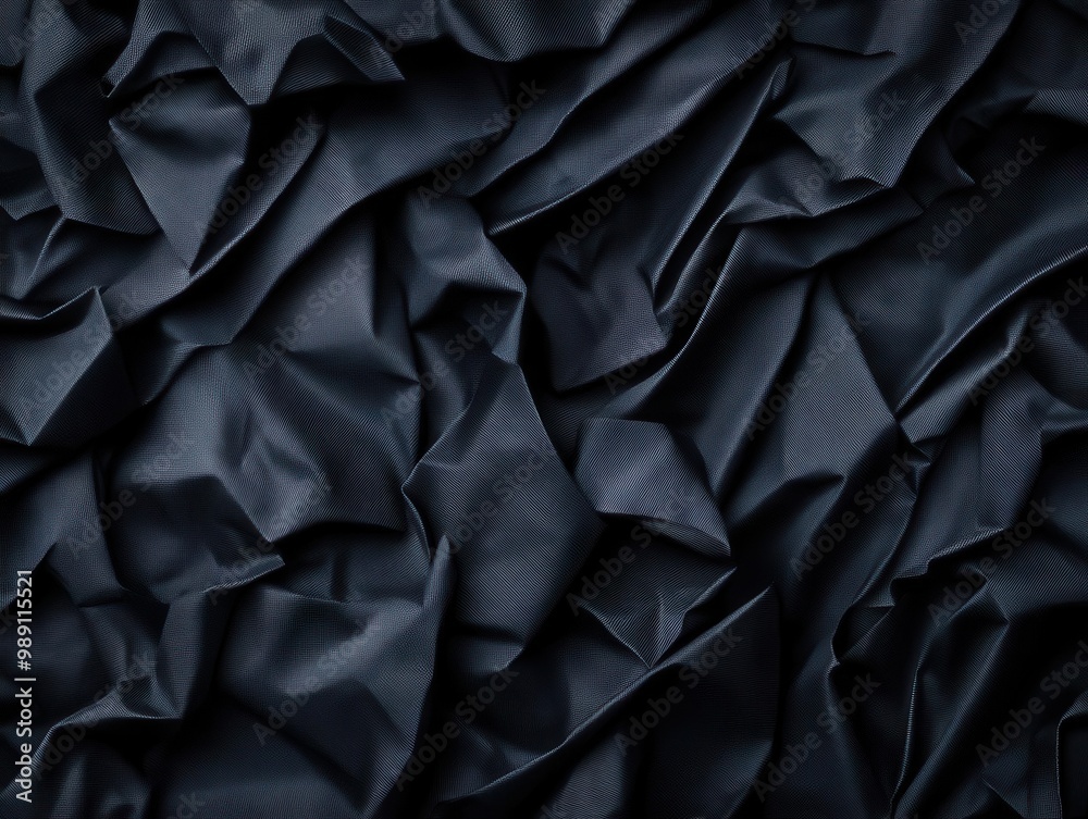 Close-up of wrinkled dark fabric texture, ideal for design backgrounds. Close-up of wrinkled dark fabric texture, ideal for design backgrounds.