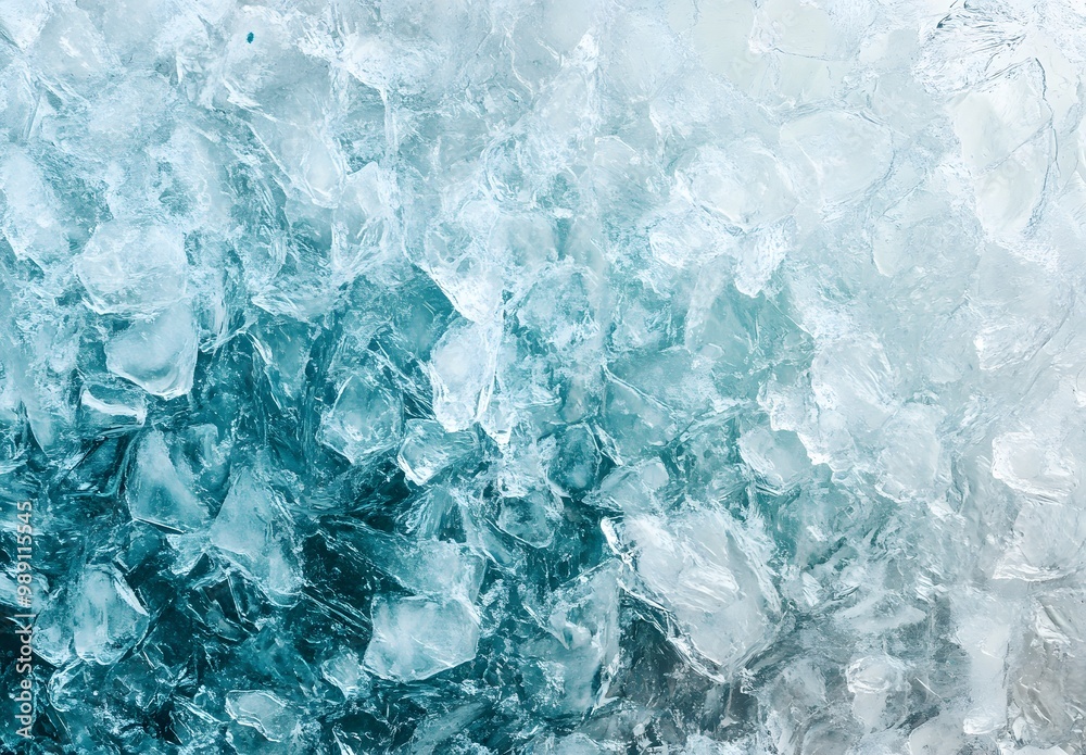 Abstract Ice Texture with Teal and White Patterns