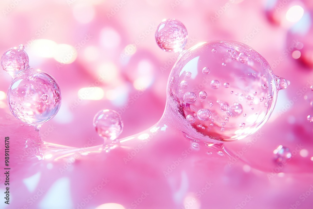 Pink Bliss: Shimmering Bubbles Dance in a Pastel Paradise Pink Bliss: Shimmering Bubbles Dance in a Pastel Paradise