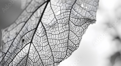 Delicate Leaf Veins in Monochrome Photography