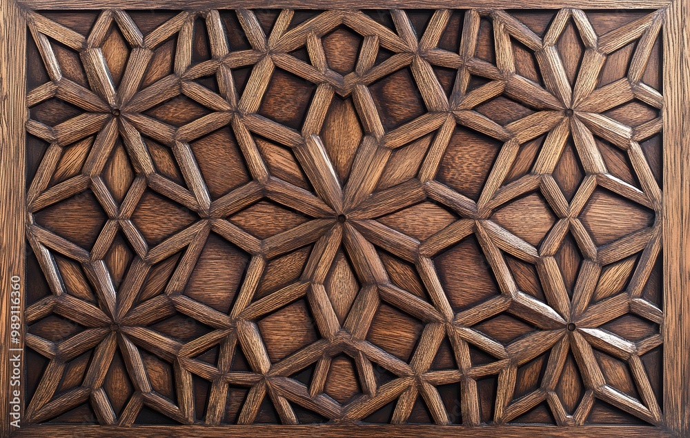 Intricate Islamic Geometric Wooden Pattern