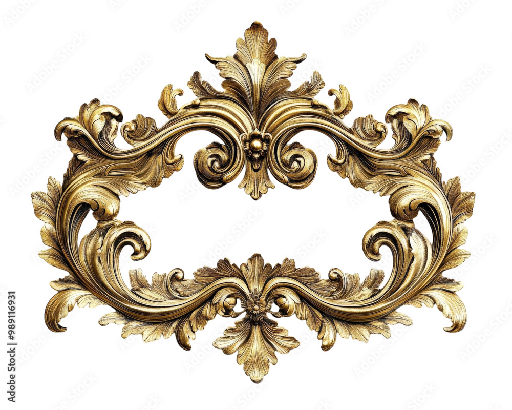 An ornate gold frame, adorned with swirling flowers An ornate gold frame, adorned with swirling flowers