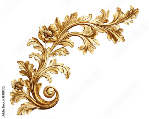 Decorative vignette with golden scrolls in victorian style
