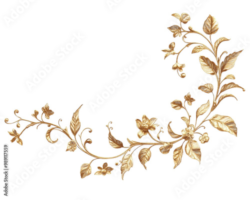 Gold vintage corner and frame filigree. Element design calligraphy. Decoration for frame, greeting card, invitation, menu, certificate.
