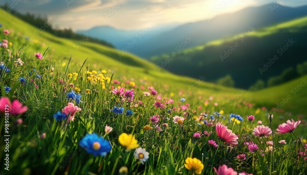 Fototapeta premium Lush flower meadow in full bloom