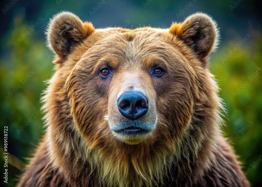 A majestic Ursidae's expressive facial features, showcasing a thick furry coat, prominent snout, and curious eyes, conveying a sense of wildness and gentle curiosity. A majestic Ursidae's expressive facial features, showcasing a thick furry coat, prominent snout, and curious eyes, conveying a sense of wildness and gentle curiosity.