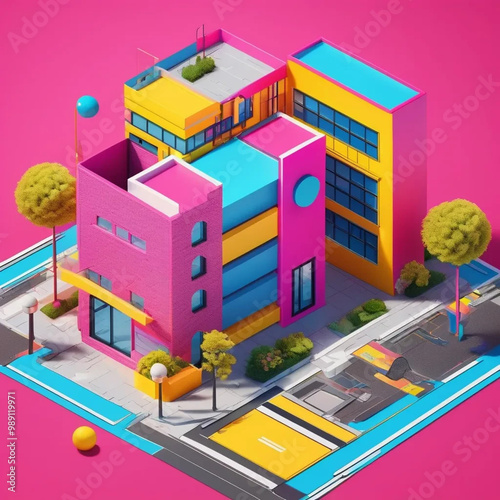 Groovy 3D Cartoon Design with Bold Colors and Funky Patterns