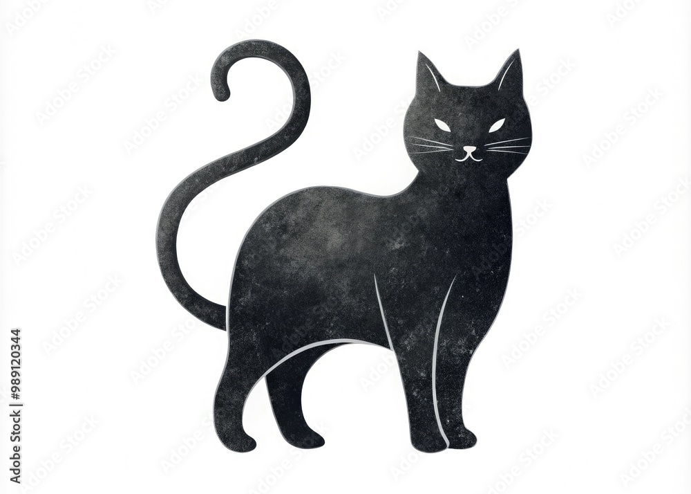 A minimalist illustration of a sleek black cat's outline, subtly textured with whiskers and ears, set against a crisp white background, evoking simplicity and elegance. A minimalist illustration of a sleek black cat's outline, subtly textured with whiskers and ears, set against a crisp white background, evoking simplicity and elegance.