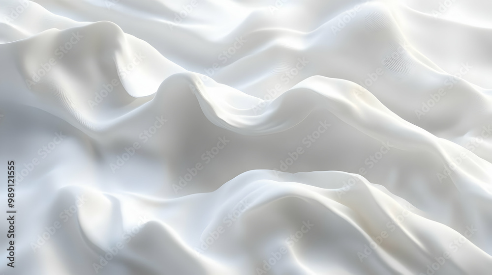 White Fabric Draped Softly, Creating Elegant Waves and Texture