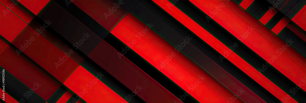 Obraz premium Bold Red & Black Stripes Abstract Geometric Pattern
