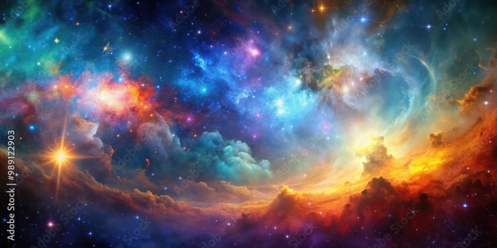 Fototapeta premium Abstract night galaxy background with colorful nebula in space, perfect for cosmic and astronomical designs