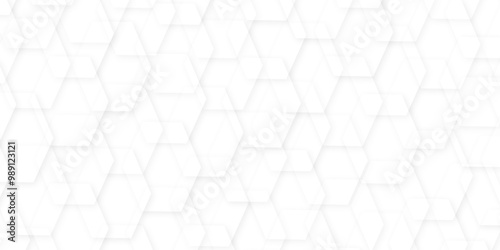 Abstract Modern hexagons White Hexagonal Background. Luxury honeycomb grid White Pattern.3d white hexagon grid tile structure mesh background.