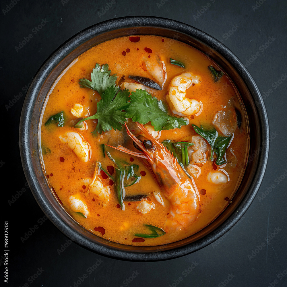 Tom Yum Kung Thai food The taste is mellow, sour, spicy, and salty.