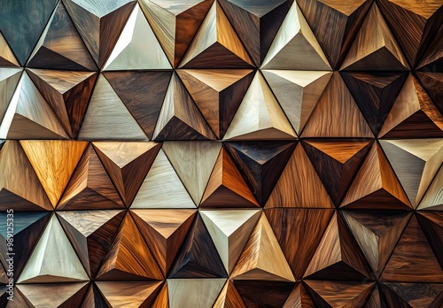 Geometric Wooden Wall Paneling Design