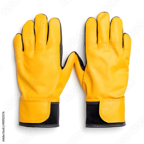 Insulated Protective Gloves for Electrical Repairs   Isolated Macro Shot on White Background