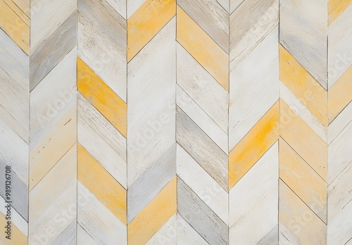 Yellow and White Chevron Wood Pattern Background