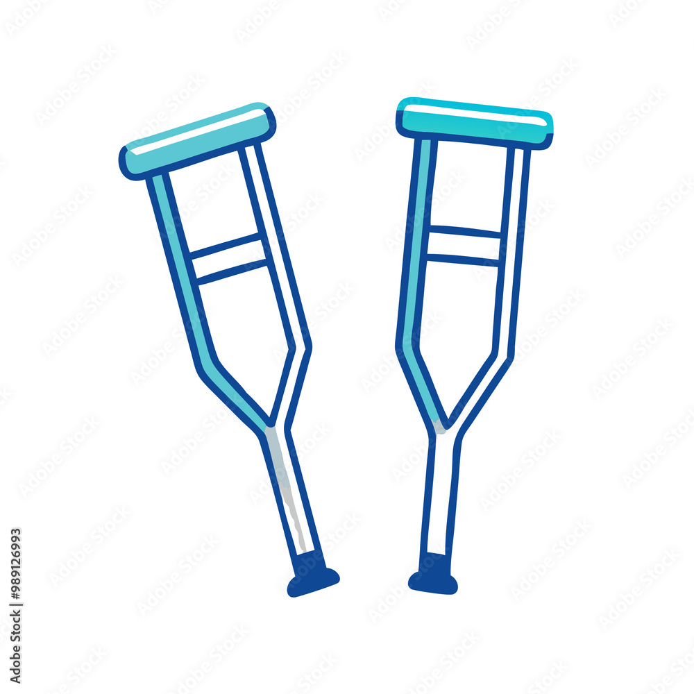 A simple flat design crutches icon, symbolizing injury recovery, mobility support, and physical therapy A simple flat design crutches icon, symbolizing injury recovery, mobility support, and physical therapy