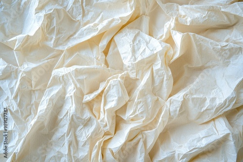 Closeup of Wrinkled White Tissue Paper