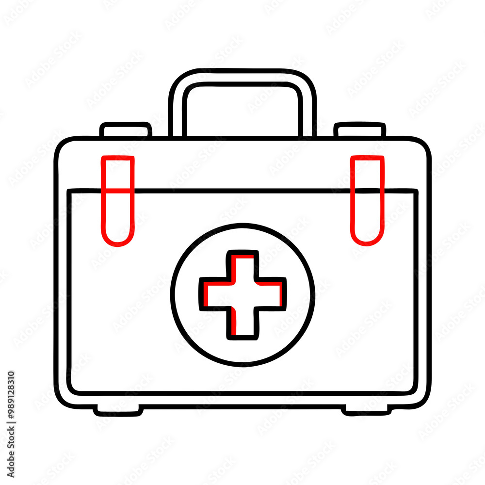 Obraz premium Minimalist first aid box symbol, representing medical care and treatment
