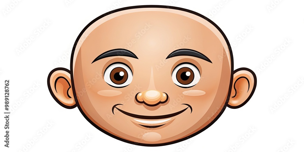 A simple, humorous, and iconic bald cartoon face outline with a subtle smile, conveying a sense of friendliness and approachability, isolated on a white background. A simple, humorous, and iconic bald cartoon face outline with a subtle smile, conveying a sense of friendliness and approachability, isolated on a white background.