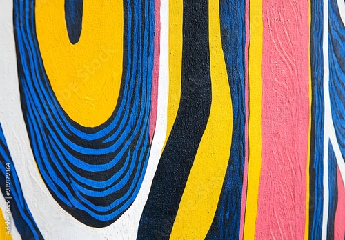 Abstract Striped Pattern in Yellow, Blue, and Red photo