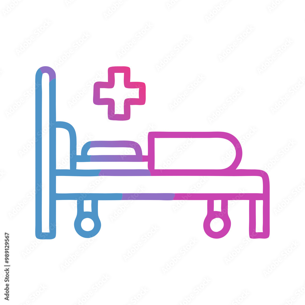 Minimalist hospital bed icon for medical and patient care applications Minimalist hospital bed icon for medical and patient care applications