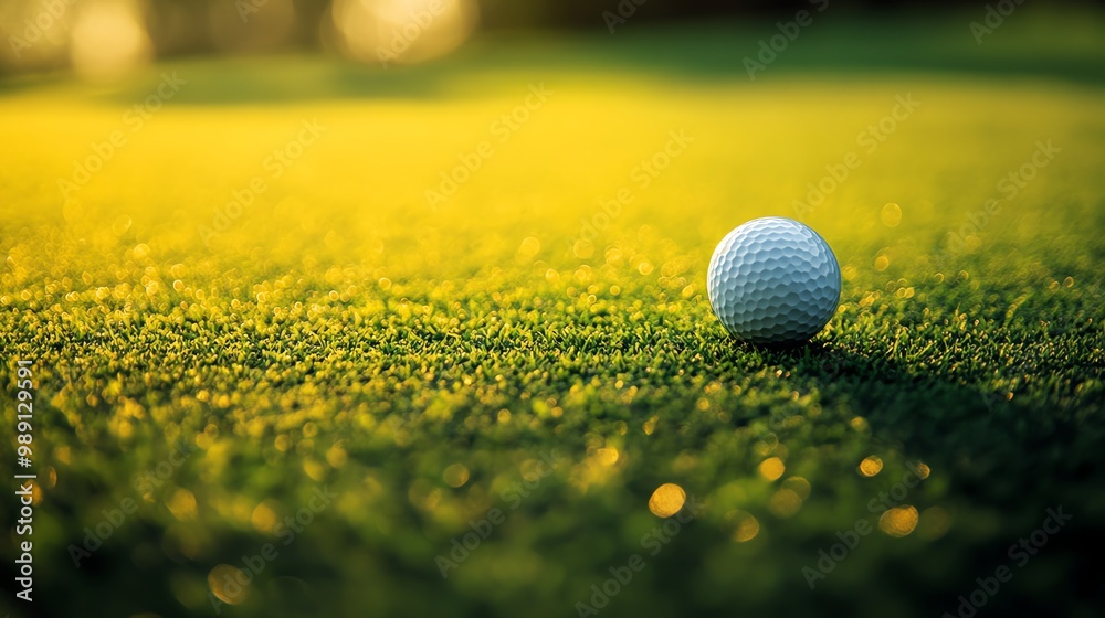 A close-up of a golf ball resting on lush green grass, illuminated by warm sunlight. Perfect for golf-themed projects. A close-up of a golf ball resting on lush green grass, illuminated by warm sunlight. Perfect for golf-themed projects.