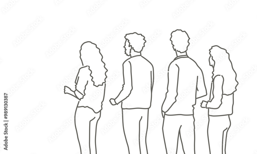 Group of people are standing in a line Group of people are standing in a line