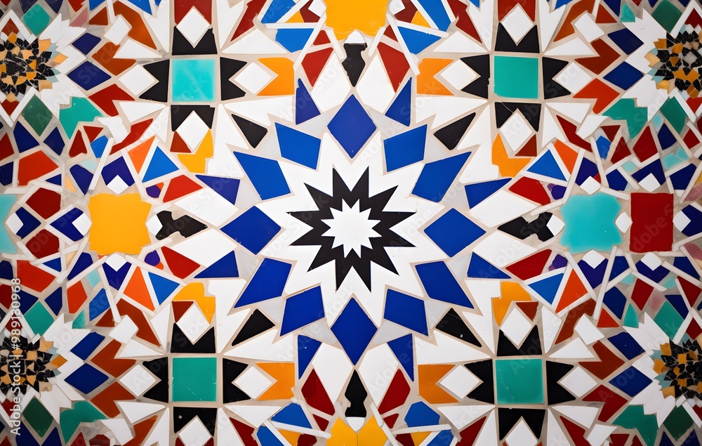 Vibrant Moroccan Zellige Tile Pattern Vibrant Moroccan Zellige Tile Pattern