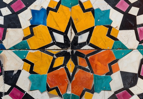 Vibrant Moroccan Tile Geometric Pattern photo