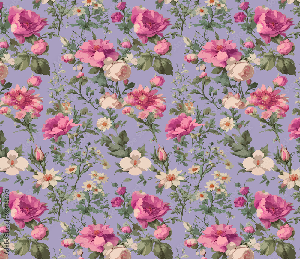 Abstract flower blooming design. Pattern with floral seamless. Grunge textured abstract art vector with flower and plants in watercolor style.
