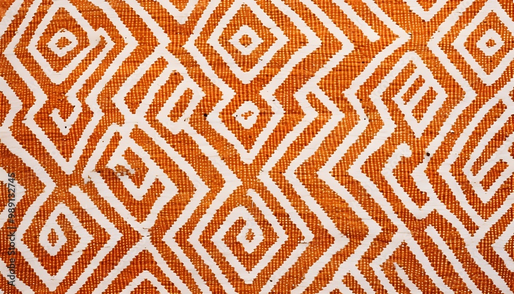 Orange and White Geometric Batik Fabric Texture Orange and White Geometric Batik Fabric Texture