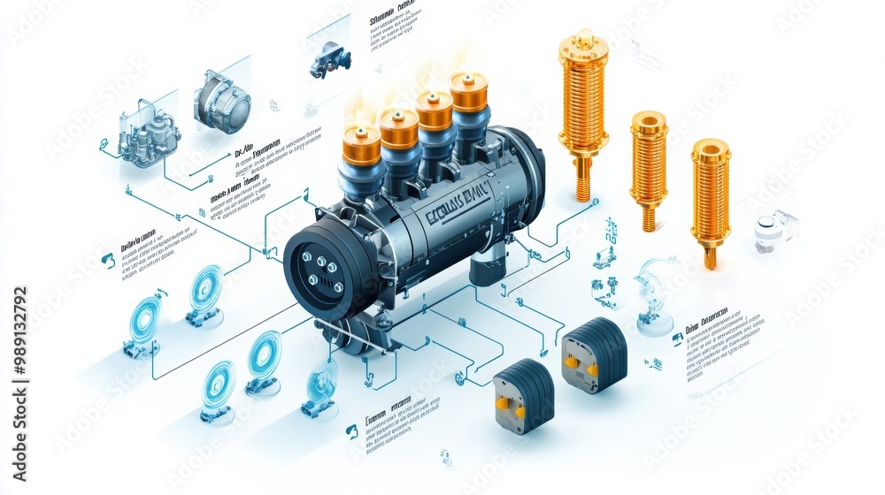 Detailed Illustration of Engine Component Design