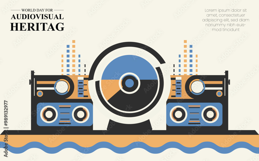 Fototapeta premium World Day for Audiovisual Heritage. 27 October. Template for banner, greeting card, poster background