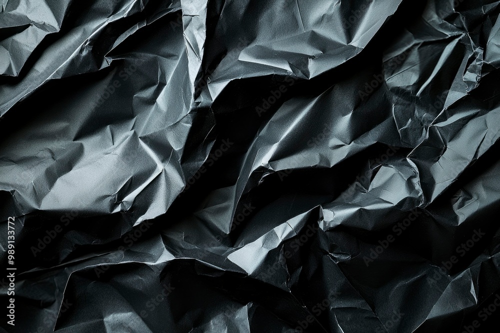 Close-Up of Crumpled Black Paper Close-Up of Crumpled Black Paper