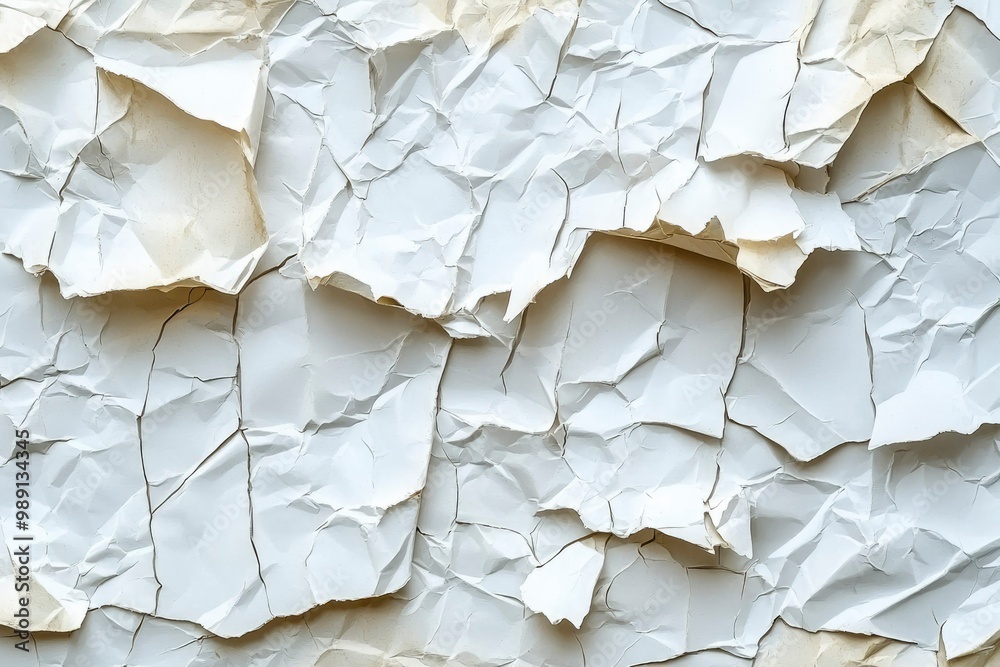 Obraz premium Close-up of Crumpled White and Beige Paper
