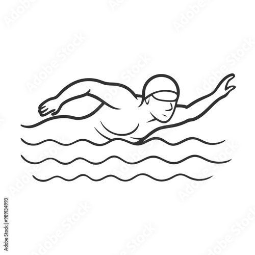 Swimmer in action gliding through the water for fitness and sport
