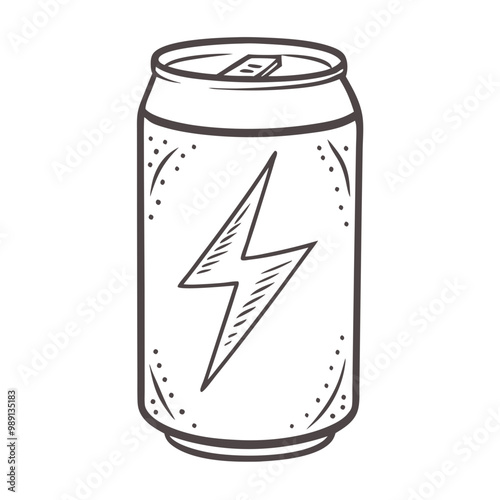 Illustration of an energy drink can with a lightning bolt design