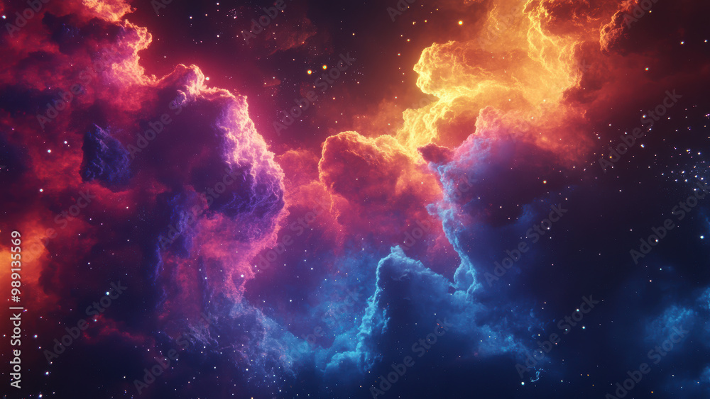 Cosmic nebula in vibrant hues, sparkling with stars. Cosmic nebula in vibrant hues, sparkling with stars.