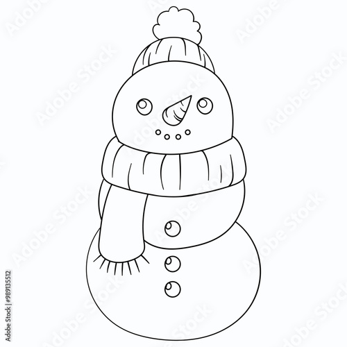 Cute Snowman Line Art for Holiday Coloring Pages