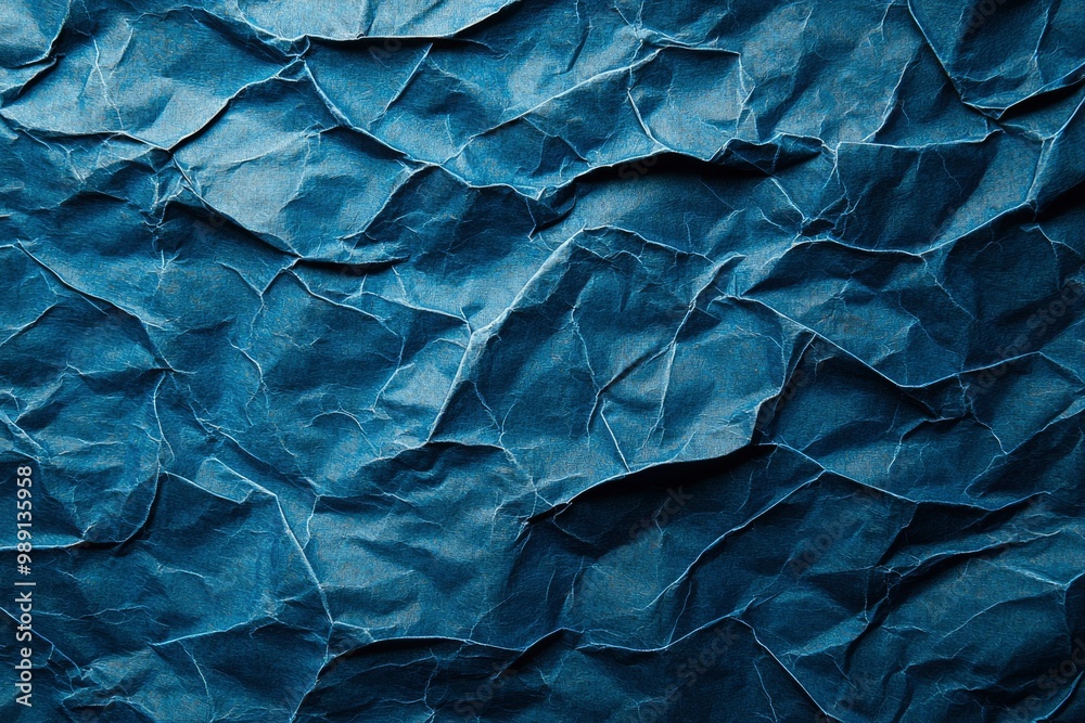 Fototapeta premium Abstract Blue Crumpled Paper Texture Background