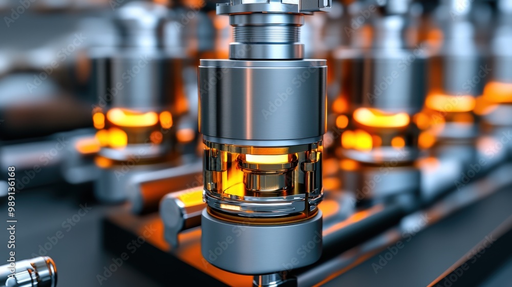 Industrial Component with Orange Glow and Metal Design Industrial Component with Orange Glow and Metal Design