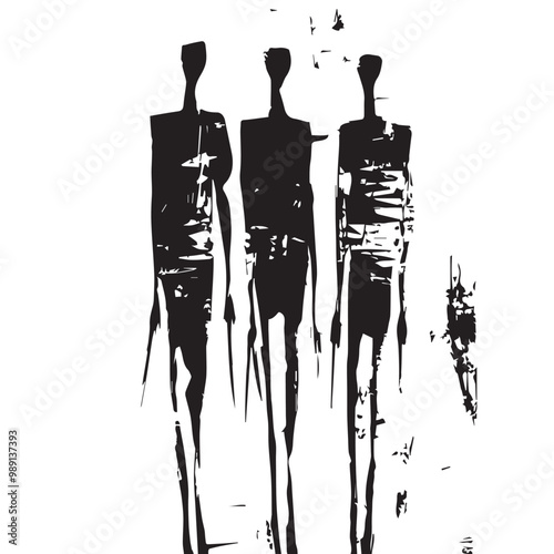 black and white  of abstract human African vibes vector