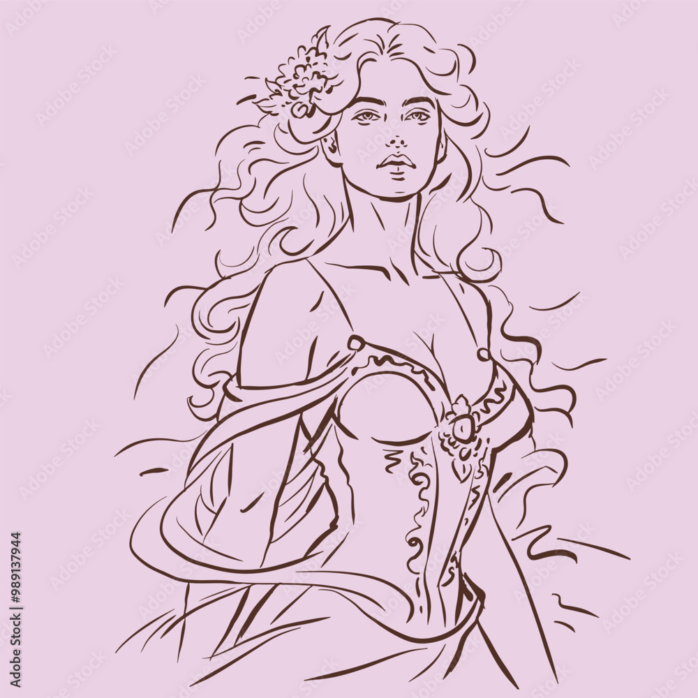 long hair girl in a dress vector for illustration card decoration long hair girl in a dress vector for illustration card decoration