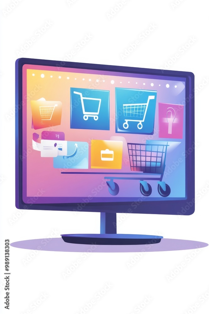 a serene scene of a digital marketplace interface on a large flat-screen tv, highlighting exclusive cyber monday discounts and special offers illustration a serene scene of a digital marketplace interface on a large flat-screen tv, highlighting exclusive cyber monday discounts and special offers illustration