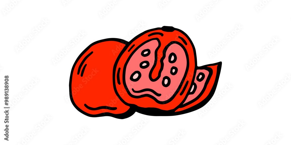 illustration of a red tomato on a white background illustration of a red tomato on a white background